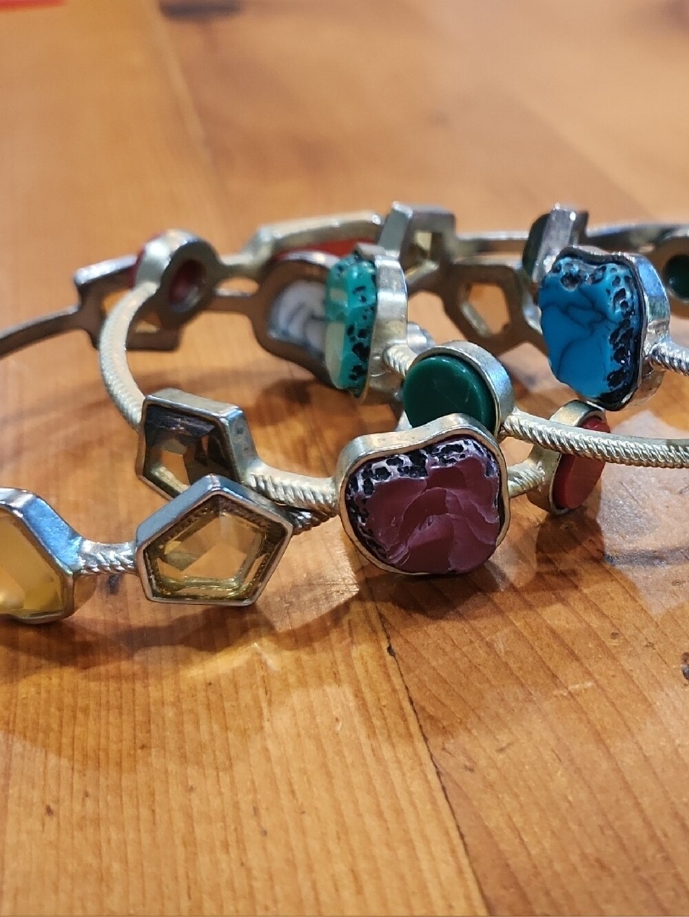Multicolor Stone Cluster Bangle Bracelet